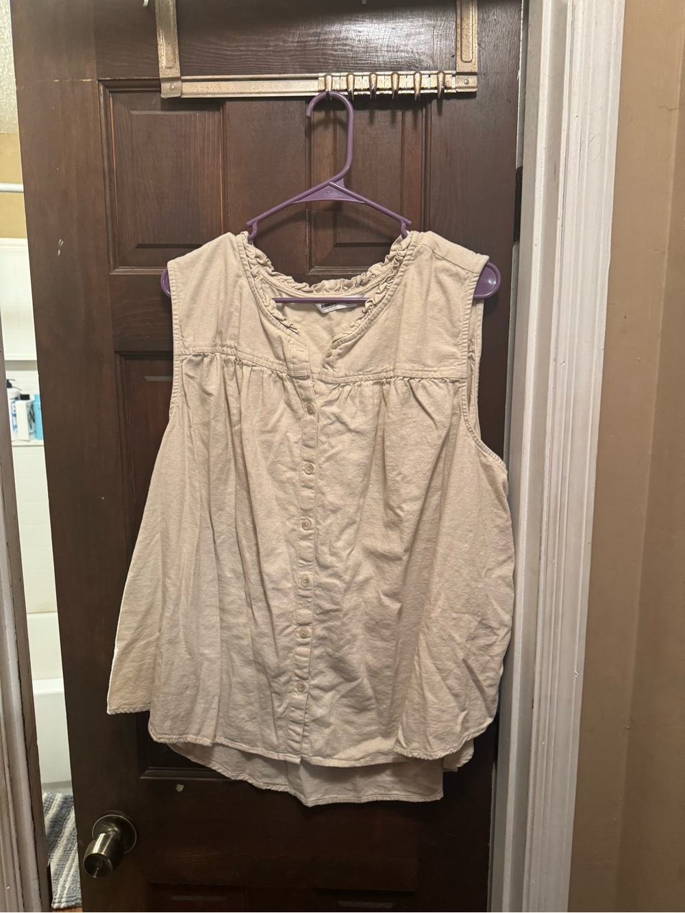 Women’s 3X Sonoma Cream Sleeveless Button-Front Tank Top